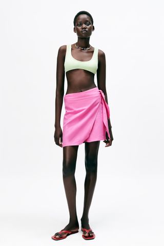 Zara + Linen Blend Pareo Skirt