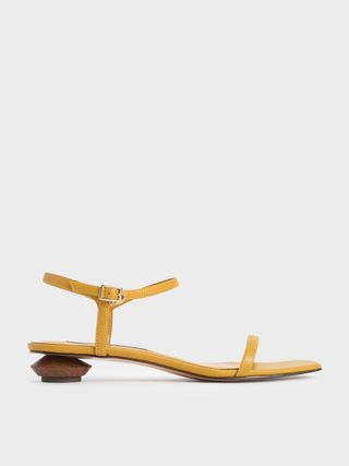 Charles & Keith + Mustard Sculptural Heel Ankle Strap Sandals