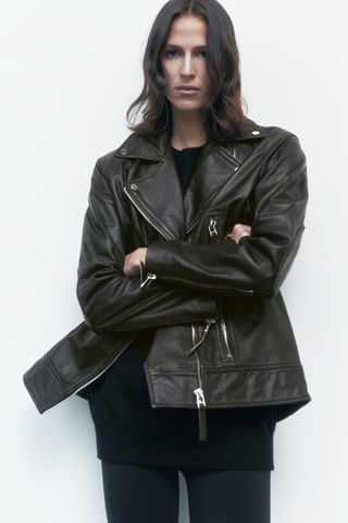 Zara + Antiqued Leather Jacket Limited Edition