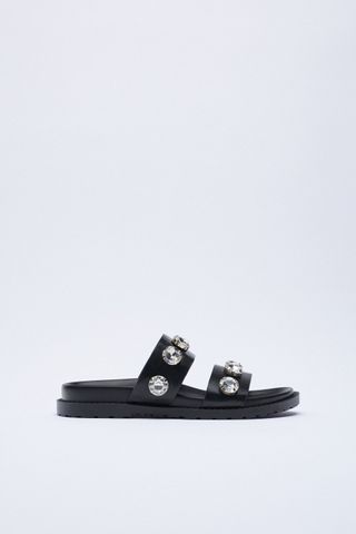Zara + Sparkly Low Heeled Sandals