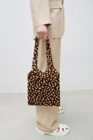 Zara + Wooden Beaded Bucket Bag