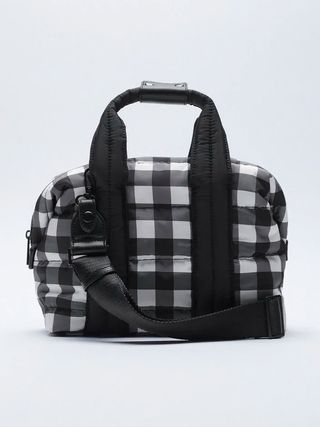 Zara + Quilted Gingham Tote Bag