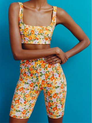 Zara + Floral Print Bike Shorts