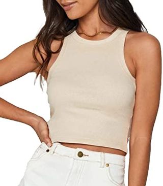 Meladyan + Racerback Rib-Knit Crop Tank