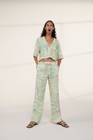 Zara + Linen Blend Pyjama Bottoms
