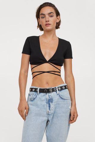 H&M + Cropped Wrapover Top