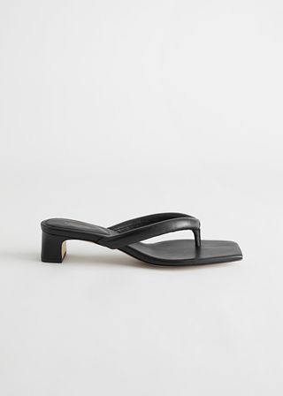& Other Stories + Thong Strap Heeled Leather Sandals