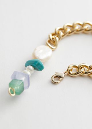 & Other Stories + Pearl Charm Embellished Bracelet