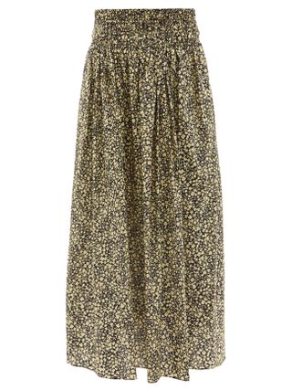 Matteau + Ruched Floral-Prin Organic Cotton Skirt