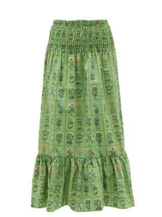 Rhode + Artie Floral-Print Midi Skirt
