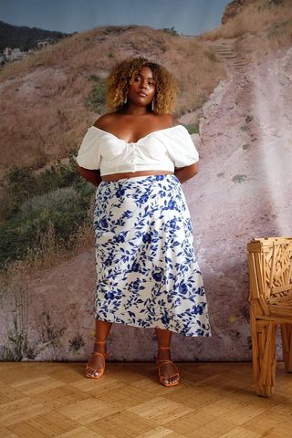 Wray + Pottery Floral Slit Skirt