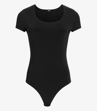 Express + Body Contour Double Layer Scoop Neck Thong Bodysuit