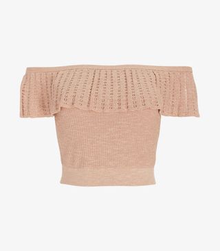 Express + Metallic Ribbed Off The Shoulder Cropped Sweater