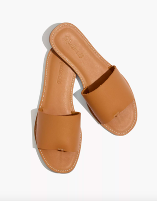 Madewell + The Boardwalk Post Slide Sandals in Leather