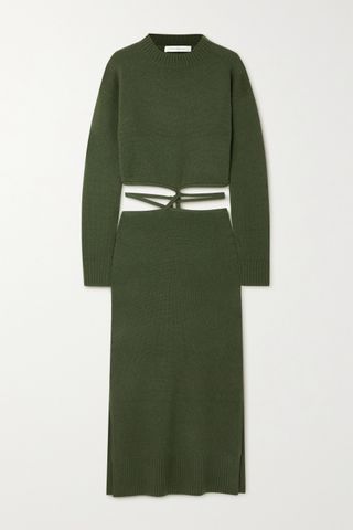 Christopher Esber + Tie-Detailed Cutout Wool and Cashmere-Blend Maxi Dress