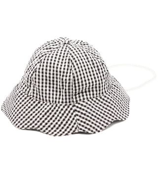 Shrimps + Teo Faux-Pearl Strap Gingham Bucket Hat