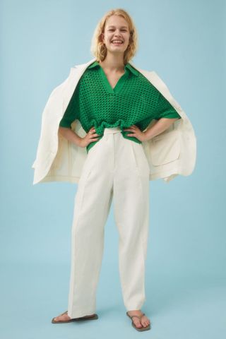 H&M + Pointelle-Knit Polo Shirt