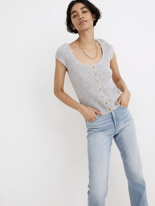 Madewell + Marled Shaw Button-Front Sweater Tee