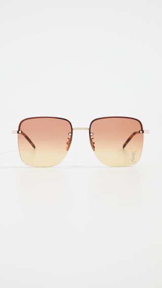 Saint Laurent + SL 312 Square Metal Sunglasses