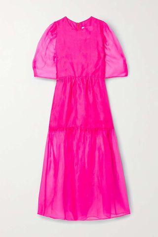 Les Rêveries + Tiered Silk-Organza Midi Dress