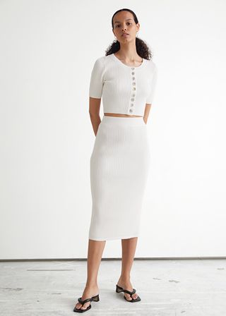 & Other Stories + Ribbed Midi Pencil Skirt
