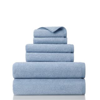 Gap Home + Melange Organic Cotton 6 Piece Bath Towel Set Blue