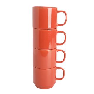 Gap Home + Color Cups 14.8-Ounce Stackable Red Stoneware Mug Set, Set of 4