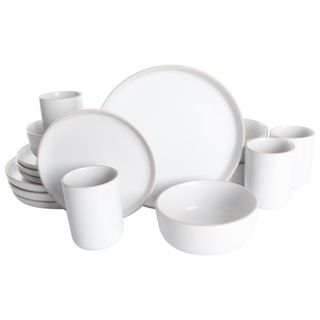 Gap Home + 16-Piece Round White Stoneware Dinnerware Set