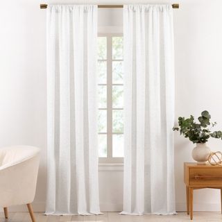 Gap Home + Multi-Nep Organic Cotton Light Filtering Window Curtain Pair White 95