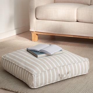 Gap Home + Yarn Dyed Chambray Stripe Indoor Single Floor Cushion With Handle Khaki 24 x 24 x 5
