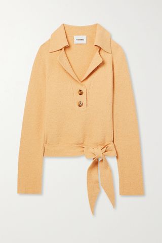 Nanushka + Rosalie Open-Back Cotton-Blend Terry Polo Sweater