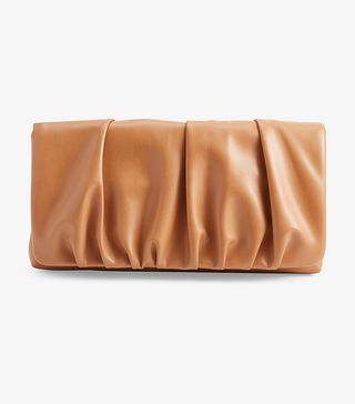 Express + Ruched Faux Leather Leather Clutch