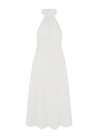 The Line by K + Kaito Off-White Crinkle Linen Midi Dress