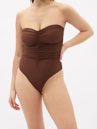 Jade Swim + Yara Ruched Strapless Swimsuit
