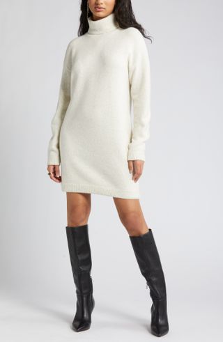 Open Edit + Oversize Long Sleeve Turtleneck Sweater Dress
