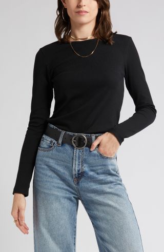 Treasure 
Bond + Rib Crewneck Long Sleeve Top