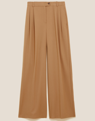 M&S Collection + Pleat Front Wide Leg Trousers