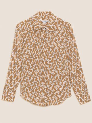 Autograph + Printed Collared Long Sleeve Shirt