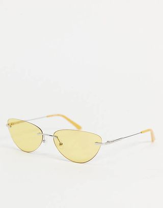Calvin Klein + Cat Eye Sunglasses in Yellow