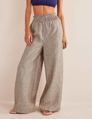 Boden + Linen Shirred Waist Trousers