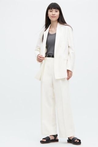 Uniqlo + Linen-Blend Pleated Trousers