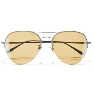 Bottega Veneta + Aviator-Style Gunmetal-Tone Sunglasses