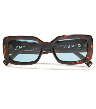 Givenchy + Rectangle-Frame Tortoiseshell Laser-Cut Acetate Sunglasses