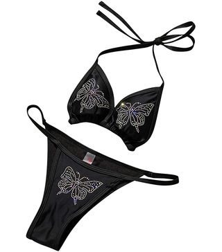 Biekopu Store + Rhinestone Butterfly Halter Bikini Set