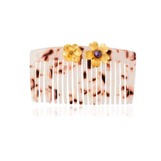 Milou Jewellery + Soft Pink Hair Comb with Gold Flowers