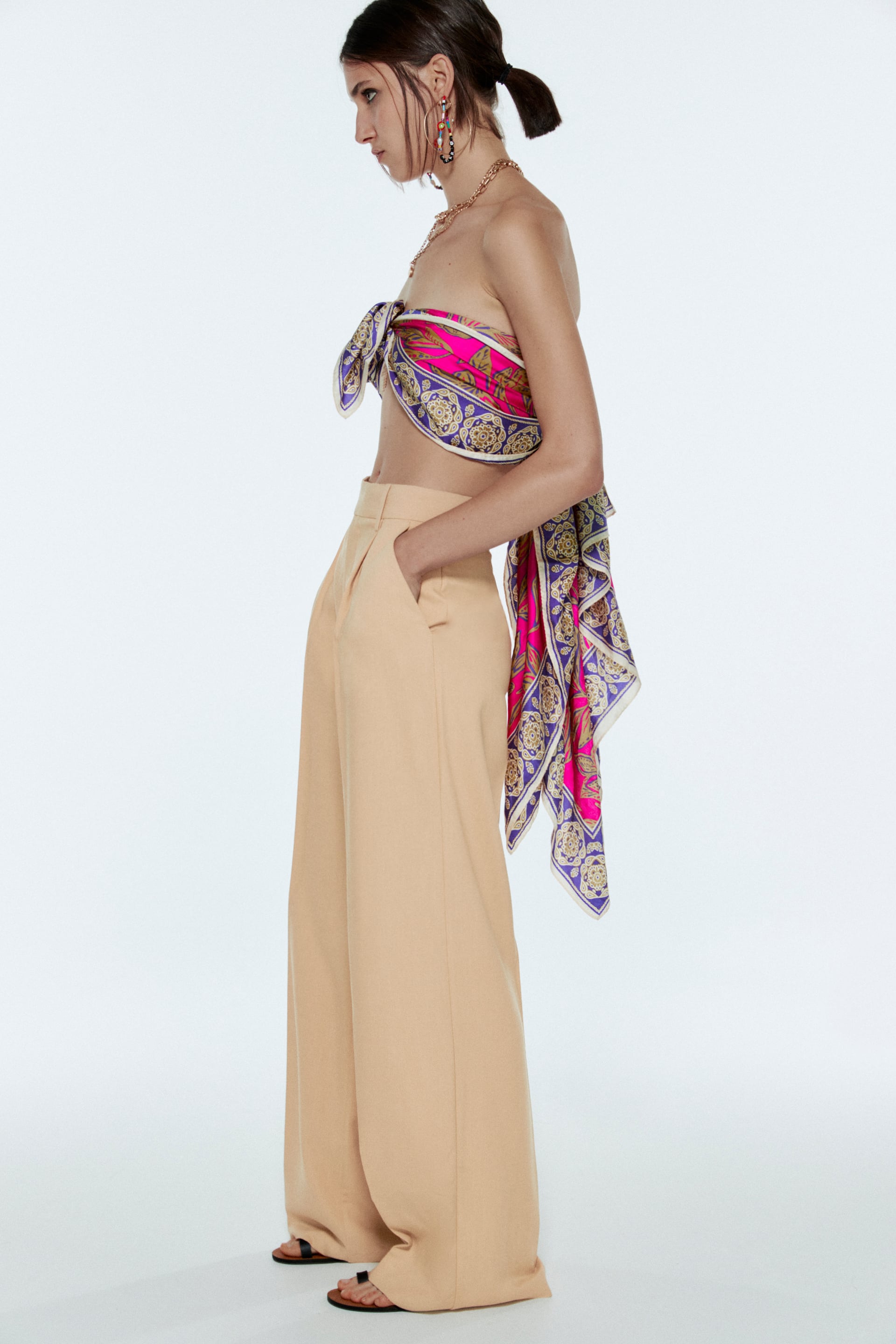 Zara + Wide Leg Menswear Style Pants