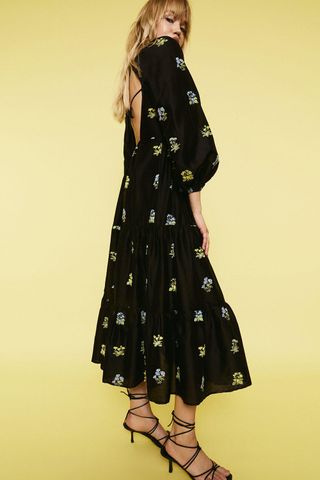 Warehouse + Embroidery Tiered Maxi Dress