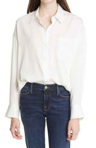 Nordstrom Signature + Relaxed Stretch Silk Shirt