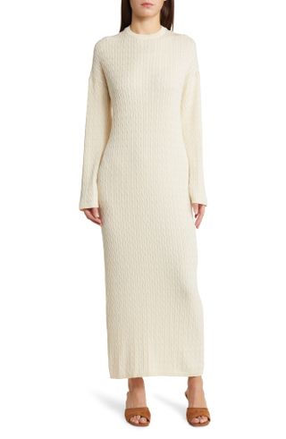 Vero Moda + Monica Long Sleeve Cable Stitch Maxi Sweater Dress