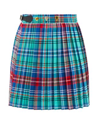 Charles Jeffrey Loverboy + Tartan Pleated Cotton-Twill Mini Skirt